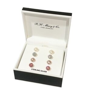 R.H. Macy & Co Fine Jewelry Cultured Freshwater Pearl‎ & Crystal Earring Set NEW